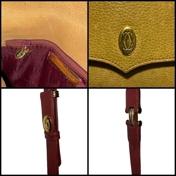 Cartier Vintage Leather Shoulder Bag Must De Mustard yellow Brown Leather - Picture 9 of 10